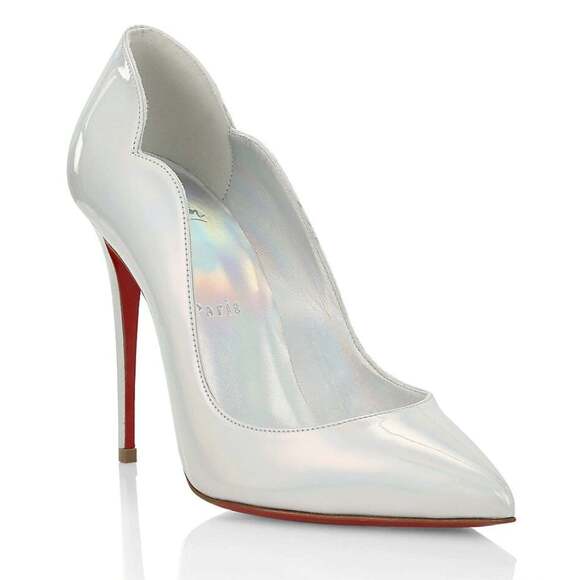 Christian Louboutin Hot Chick 100 Bianco White Patent Psychic AB Heel Pump 39 - Picture 3 of 12